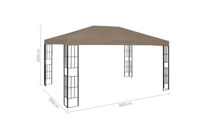 Huvimaja 4x3 m ruskeanharmaa - Taupe - Puutarhakalusteet - Aurinkosuoja - Paviljonki