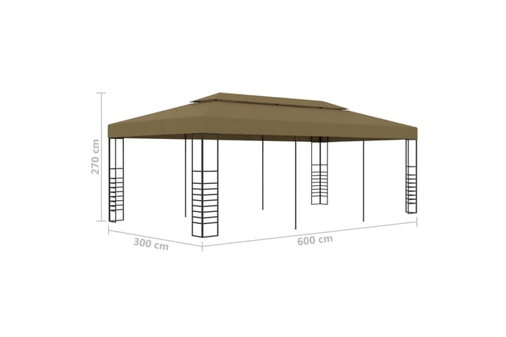 Huvimaja 6x3x2,7 m ruskeanharmaa 180 g/m² - Taupe - Puutarhakalusteet - Aurinkosuoja - Paviljonki