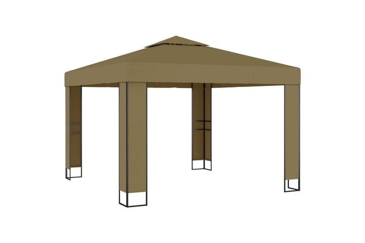 Huvimaja kaksoiskatolla 3x3x2,7 m ruskeanharmaa 180 g/m² - Taupe - Puutarhakalusteet - Aurinkosuoja - Paviljonki