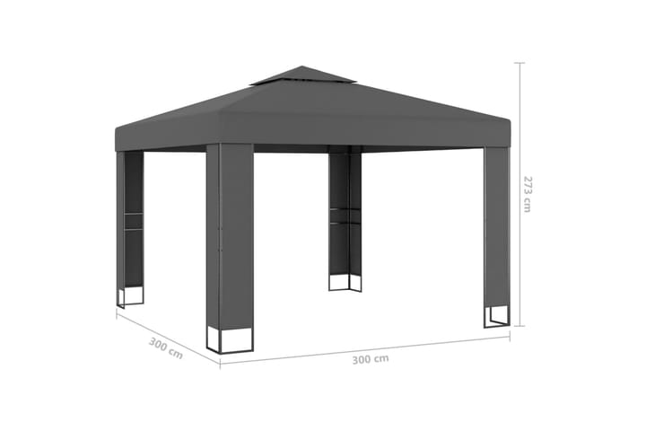 Huvimaja tuplakatolla ja valonauhoilla 3x3 m antrasiitti - Puutarhakalusteet - Aurinkosuoja - Paviljonki