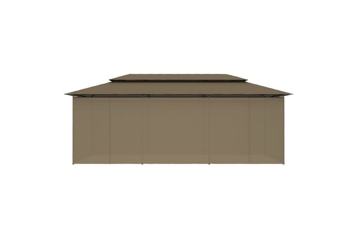 Huvimaja verhoilla 600x298x270 cm ruskeanharmaa 180 g/m² - Taupe - Puutarhakalusteet - Aurinkosuoja - Paviljonki