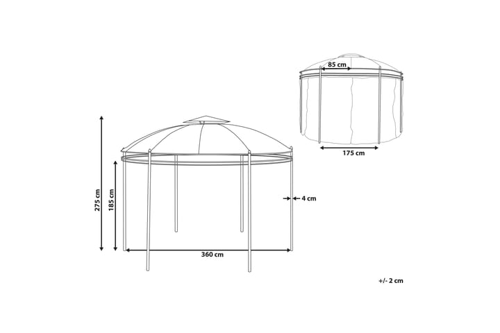 Paviljonki Alosno Pyöreä 368 cm - Beige - Paviljonki - Kokonainen paviljonki