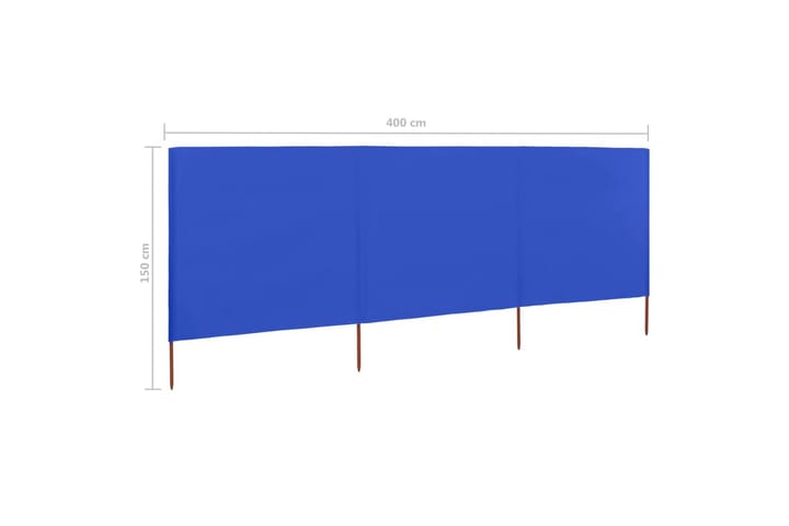 Tuulensuojakangas 3 paneelilla 400x120 cm taivaansininen - Sininen - Puutarhakalusteet - Aurinkosuoja - Sermit ja tuulisuojat