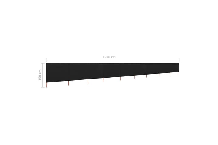 Tuulensuojakangas 9 paneelilla 1200x120 cm musta - Musta - Puutarhakalusteet - Aurinkosuoja - Sermit ja tuulisuojat