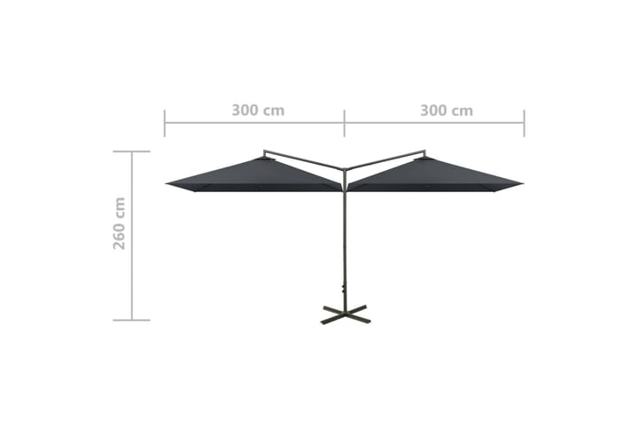 Tupla-aurinkovarjo terästanko antrasiitti 600x300 cm - Antrasiitti - Puutarhakalusteet - Aurinkosuoja - Aurinkovarjo