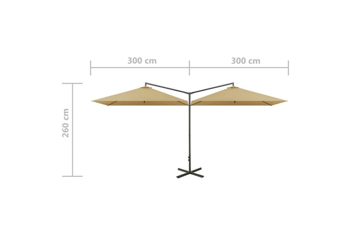 Tupla-aurinkovarjo terästanko harmaanruskea 600x300 cm - Taupe - Puutarhakalusteet - Aurinkosuoja - Aurinkovarjo