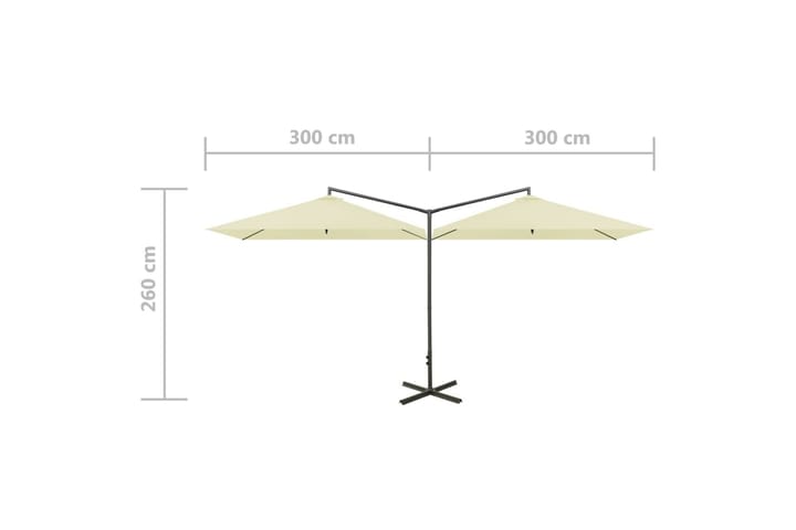 Tupla-aurinkovarjo terästanko hiekka 600x300 cm - Puutarhakalusteet - Aurinkosuoja - Aurinkovarjo