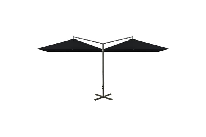 Tupla-aurinkovarjo terästanko musta 600x300 cm - Musta - Aurinkovarjo