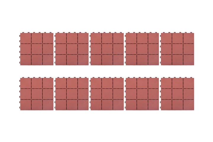 Terassilaatat 10 kpl punainen 30,5x30,5 cm muovi - Piha & ulkoaltaat - Piha-alue - Puutarhakoristeet & pihatarvikkeet - Terassilaatat