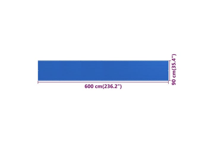 Parvekkeen suoja sininen 90x600 cm HDPE - Sininen - Puutarhakalusteet - Parveke - Turvallisuus & parvekkeen tuulisuoja - Parvekesuoja