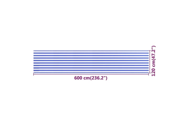 Parvekkeen suoja sininen ja valkoinen 120x600 cm HDPE - Monivärinen - Puutarhakalusteet - Parveke - Turvallisuus & parvekkeen tuulisuoja - Parvekesuoja