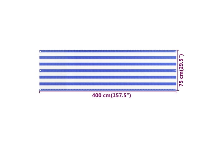 Parvekkeen suoja sininen ja valkoinen 75x400 cm HDPE - Monivärinen - Puutarhakalusteet - Parveke - Turvallisuus & parvekkeen tuulisuoja - Parvekesuoja