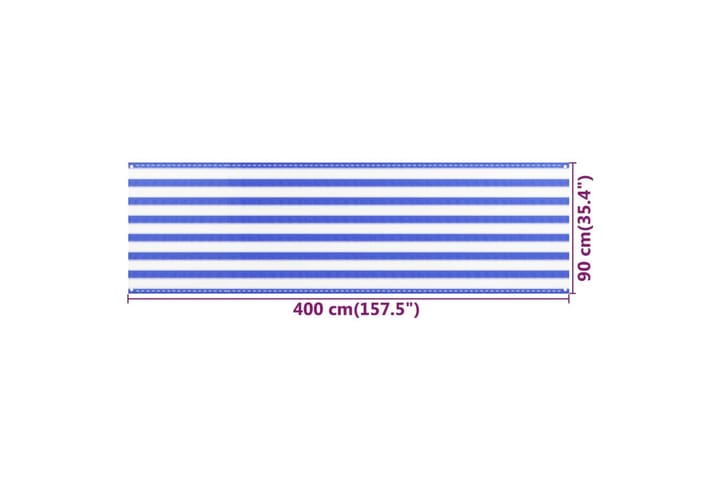 Parvekkeen suoja sininen ja valkoinen 90x400 cm HDPE - Monivärinen - Puutarhakalusteet - Parveke - Turvallisuus & parvekkeen tuulisuoja - Parvekesuoja