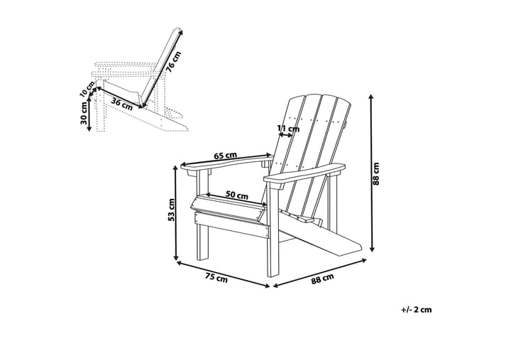 Kansituoli Adirondack 88x75x88 cm - Sininen - Puutarhakalusteet - Puutarhatuoli - Aurinkotuoli