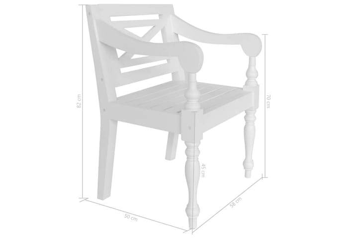 Batavia-tuolit 2 kpl valkoinen täysi mahonki - Valkoinen - Puutarhakalusteet - Puutarhatuoli - Ulkotilan nojatuolit