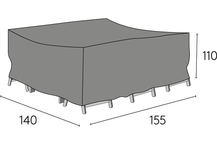 Kalustesuoja 155x140x110 cm - Harmaa - Puutarhakalusteet - Säilytyslaatikot & kalustesuojat - Ulkokalusteiden suojapeite
