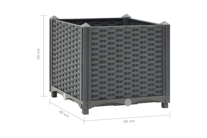 Korotettu kukkalaatikko 40x40x38 cm polypropeeni - Harmaa - Puutarhakalusteet - Tarvikkeet ulos - Muut puutarhatarvikkeet - Ruukut ulkokäyttöön