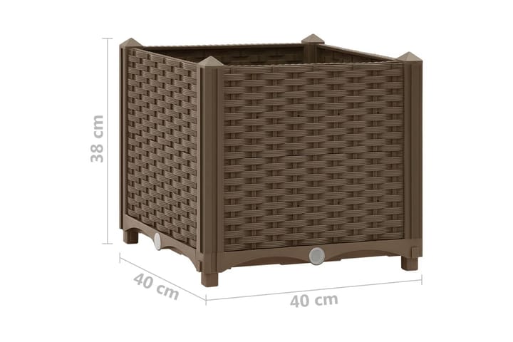 Korotettu kukkalaatikko 40x40x38 cm polypropeeni - Ruskea - Puutarhakalusteet - Tarvikkeet ulos - Muut puutarhatarvikkeet - Ruukut ulkokäyttöön