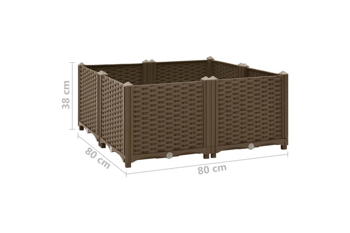 Korotettu kukkalaatikko 80x80x38 cm polypropeeni - Ruskea - Puutarhakalusteet - Tarvikkeet ulos - Muut puutarhatarvikkeet - Ruukut ulkokäyttöön