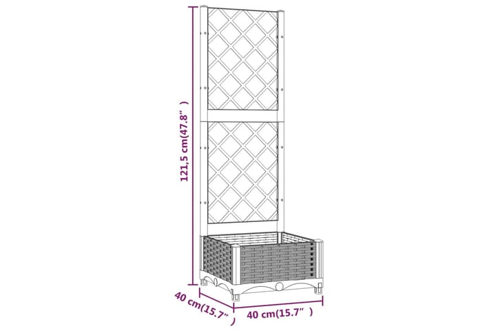 Kukkalaatikko säleiköllä musta 40x40x121,5 cm PP - Musta - Puutarhakalusteet - Tarvikkeet ulos - Muut puutarhatarvikkeet - Ruukut ulkokäyttöön