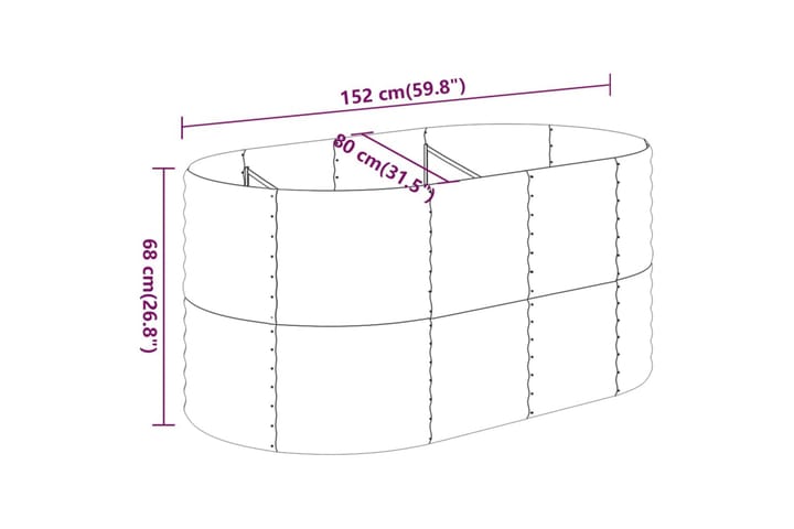 Puutarhakukkalaatikko jauhemaalattu teräs 152x80x68 cm antra - Antrasiitti - Puutarhakalusteet - Tarvikkeet ulos - Muut puutarhatarvikkeet - Ruukut ulkokäyttöön