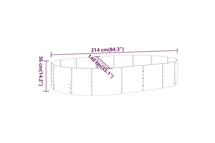 Puutarhakukkalaatikko jauhemaalattu teräs 214x140x36 cm antr - Antrasiitti - Puutarhakalusteet - Tarvikkeet ulos - Muut puutarhatarvikkeet - Ruukut ulkokäyttöön