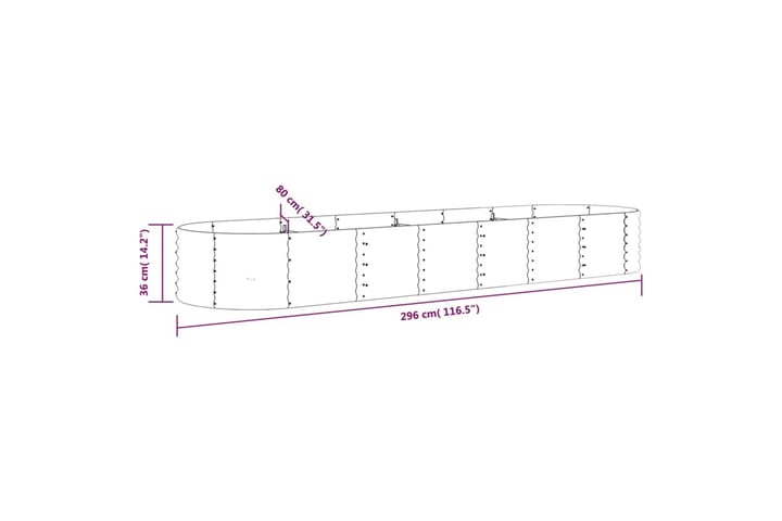 Puutarhakukkalaatikko jauhemaalattu teräs 296x80x36 cm harma - Harmaa - Puutarhakalusteet - Tarvikkeet ulos - Muut puutarhatarvikkeet - Ruukut ulkokäyttöön