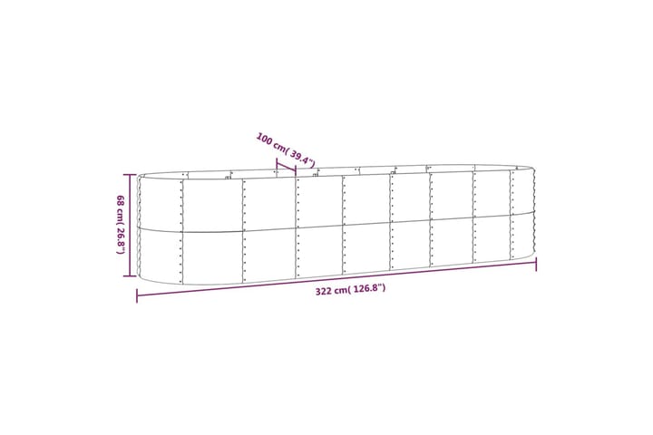 Puutarhakukkalaatikko jauhemaalattu teräs 322x100x68 cm antr - Antrasiitti - Puutarhakalusteet - Tarvikkeet ulos - Muut puutarhatarvikkeet - Ruukut ulkokäyttöön