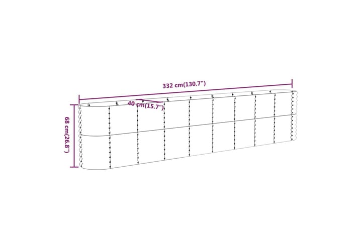 Puutarhakukkalaatikko jauhemaalattu teräs 332x40x68 cm vihre - Vihreä - Puutarhakalusteet - Tarvikkeet ulos - Muut puutarhatarvikkeet - Ruukut ulkokäyttöön