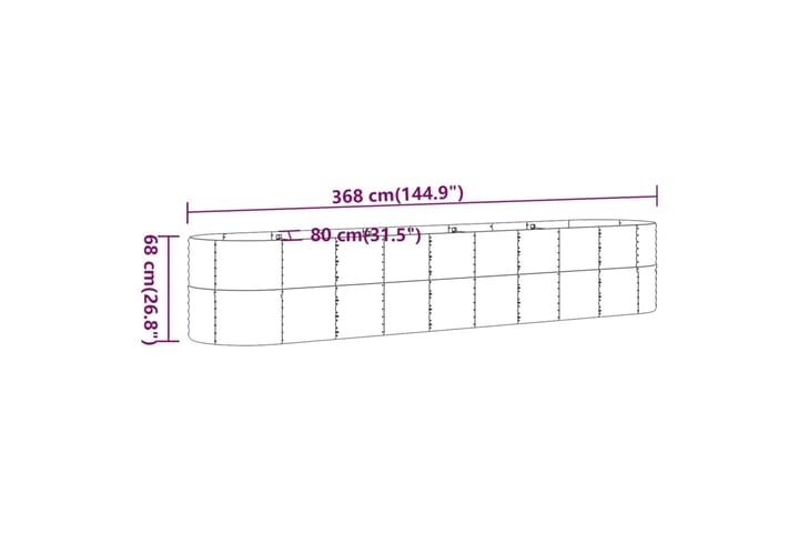 Puutarhakukkalaatikko jauhemaalattu teräs 368x80x68 cm antra - Antrasiitti - Puutarhakalusteet - Tarvikkeet ulos - Muut puutarhatarvikkeet - Ruukut ulkokäyttöön