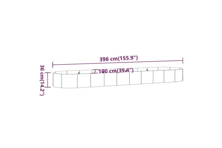 Puutarhakukkalaatikko jauhemaalattu teräs 396x100x36 cm antr - Antrasiitti - Puutarhakalusteet - Tarvikkeet ulos - Muut puutarhatarvikkeet - Ruukut ulkokäyttöön