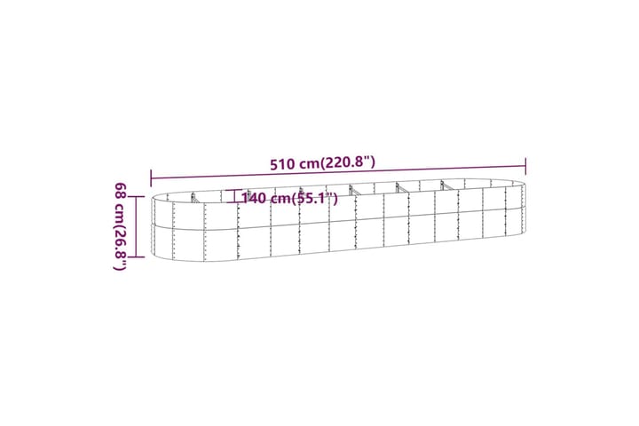 Puutarhakukkalaatikko jauhemaalattu teräs 510x140x68 cm vihr - Vihreä - Puutarhakalusteet - Tarvikkeet ulos - Muut puutarhatarvikkeet - Ruukut ulkokäyttöön