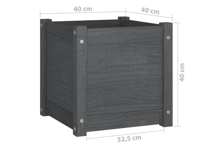 Puutarhan kukkalaatikko harmaa 40x40x40 cm täysi mänty - Harmaa - Puutarhakalusteet - Tarvikkeet ulos - Muut puutarhatarvikkeet - Ruukut ulkokäyttöön