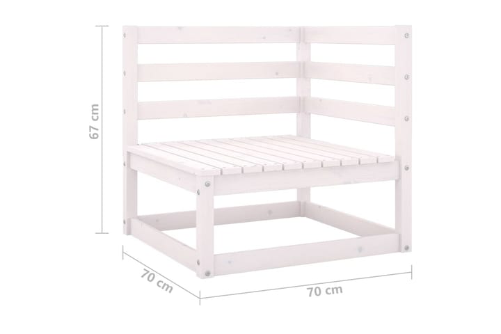 Puutarhan kulmasohva valkoinen täysi mänty - Valkoinen - Puutarhakalusteet - Tarvikkeet ulos - Tee se itse-moduulit - Kulmamoduuli ulkosohva