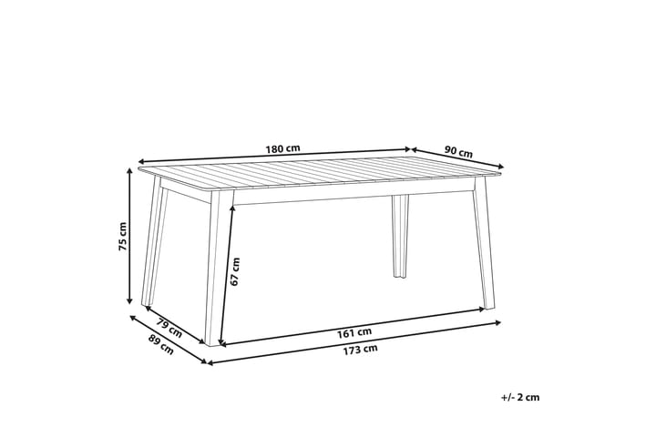 Cellino Ruokapöytä 180x90 cm - Vaalean Ruskea - Puutarhakalusteet - Terassipöydät - Ruokapöytä terassille