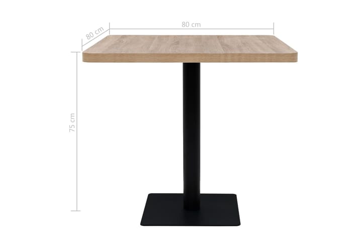 Bistropöytä MDF ja teräs neliö 80x80x75 cm tammenvärinen - Beige - Puutarhakalusteet - Terassipöydät - Kahvilapöytä