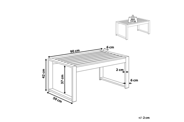 Racale Sivupöytä 90x50 cm - Tummanharmaa - Puutarhakalusteet - Terassipöydät - Sivupöydät ulos