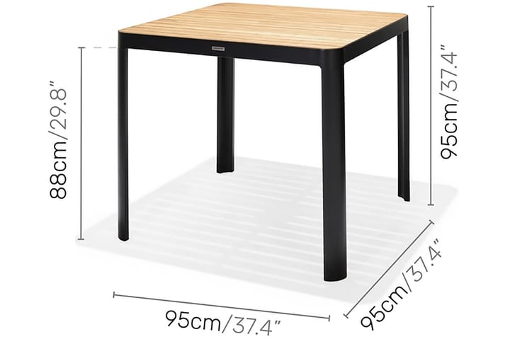 Pöytä Portals 95 cm - Musta/Puu - Puutarhakalusteet - Terassipöydät - Ruokapöytä terassille