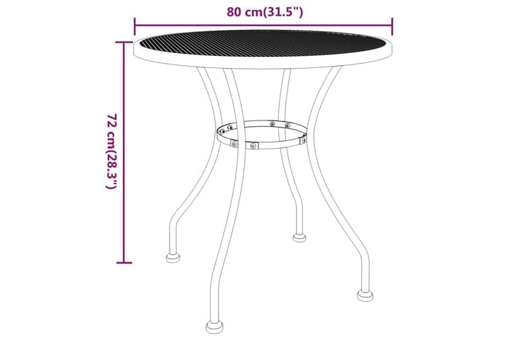 Puutarhapöytä Ã˜80x72 cm laajennettu metalliverkko antrasiit - Antrasiitti - Puutarhakalusteet - Terassipöydät - Ruokapöytä terassille