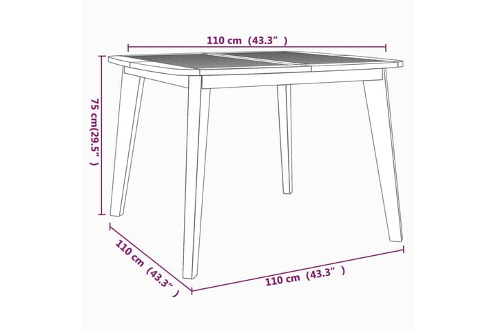 Puutarhapöytä 110x110x75 cm täysi akasiapuu - Ruskea - Puutarhakalusteet - Terassipöydät - Ruokapöytä terassille