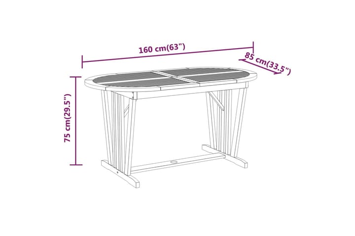 Puutarhapöytä 160x85x75 cm täysi eukalyptuspuu - Ruskea - Puutarhakalusteet - Terassipöydät - Ruokapöytä terassille