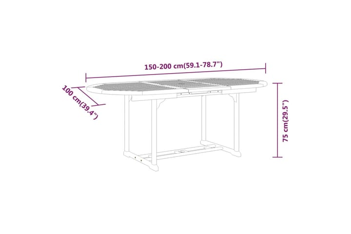 Puutarhapöytä 200x100x75 cm täysi eukalyptuspuu - Ruskea - Puutarhakalusteet - Terassipöydät - Ruokapöytä terassille