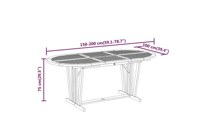 Puutarhapöytä 200x100x75 cm täysi eukalyptuspuu - Ruskea - Puutarhakalusteet - Terassipöydät - Ruokapöytä terassille