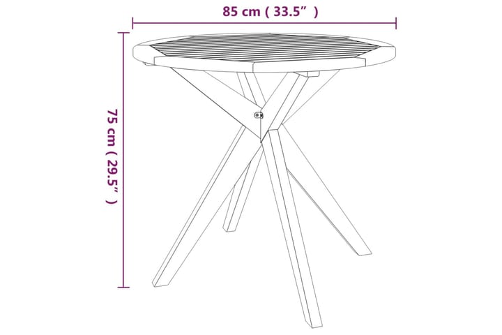 Puutarhapöytä 85x85x75 cm täysi akasiapuu - Ruskea - Ruokapöytä terassille