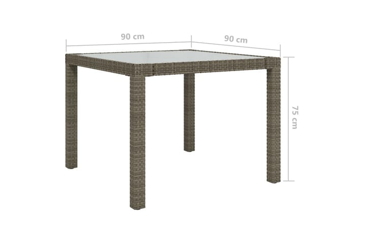 Puutarhapöytä 90x90x75 cm karkaistu lasi ja polyrottinki har - Harmaa - Puutarhakalusteet - Terassipöydät - Ruokapöytä terassille