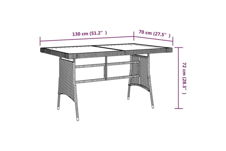 Puutarhapöytä musta 130x70x72 cm polyrottinki ja akaasiapuu - Musta - Puutarhakalusteet - Terassipöydät - Ruokapöytä terassille