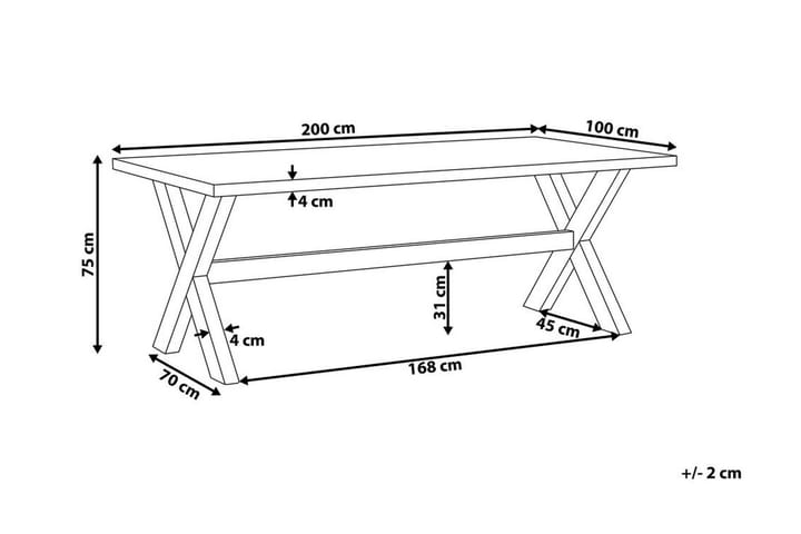 Ruokapöytä Terranoa 200 cm - Harmaa/Akaasia - Puutarhakalusteet - Terassipöydät - Ruokapöytä terassille