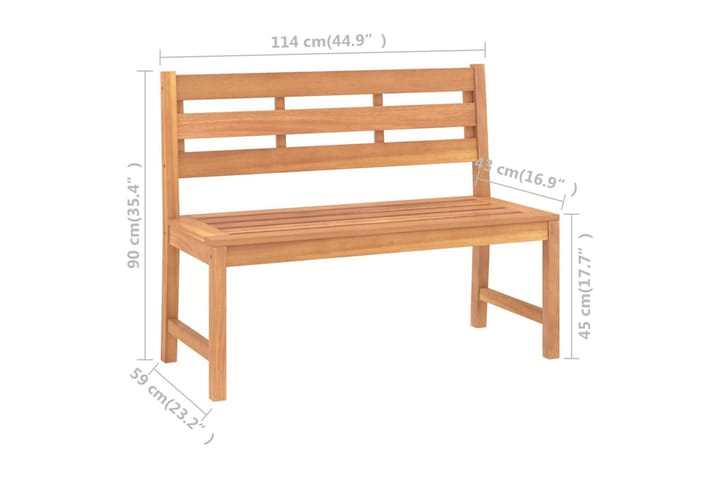 Puutarhapenkki 114 cm täysi tiikki - Ruskea - Puutarhakalusteet - Ulkosohva & puutarhapenkki - Puutarhapenkki & ulkopenkki