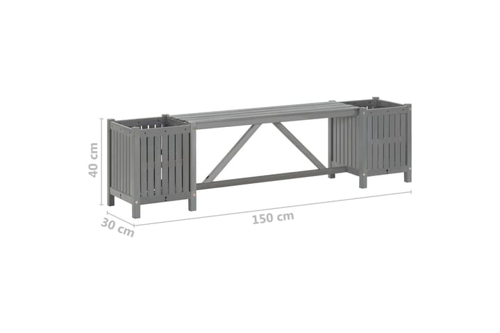 Puutarhapenkki 2 kukkalaatikolla 150 cm - Harmaa - Puutarhakalusteet - Ulkosohva & puutarhapenkki - Puutarhapenkki & ulkopenkki