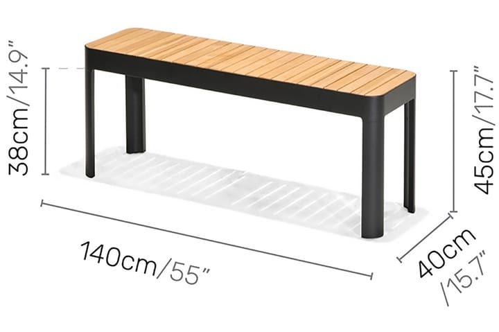 Ulkopenkki Portals 143 cm - Musta/Puu - Puutarhakalusteet - Ulkosohva & puutarhapenkki - Puutarhapenkki & ulkopenkki